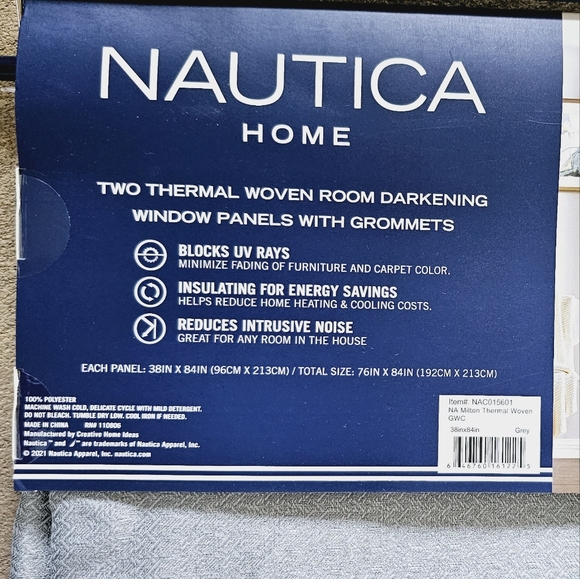 Nautica Home set of 2 thermal woven hone darkening window panels with grommets - Picture 9 of 9